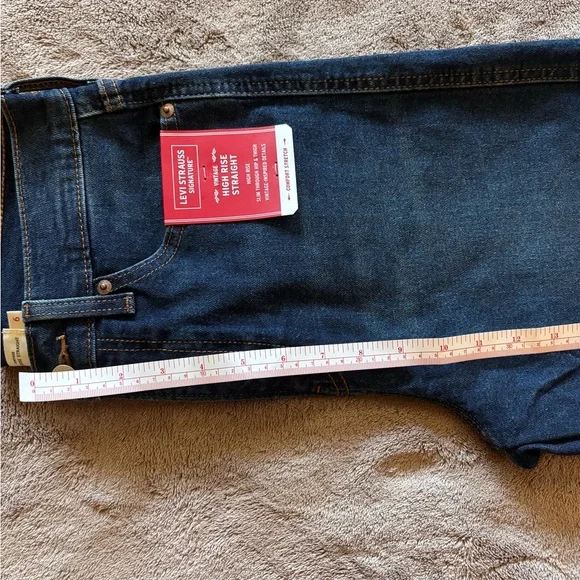 Levi Strauss Signature Vintage High Rise Straight Jeans Dark Wash 6 W28 NEW - Picture 6 of 7